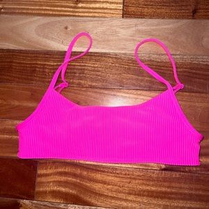 Frankie’s Bikinis Ribbed Swim Top Hot Pink